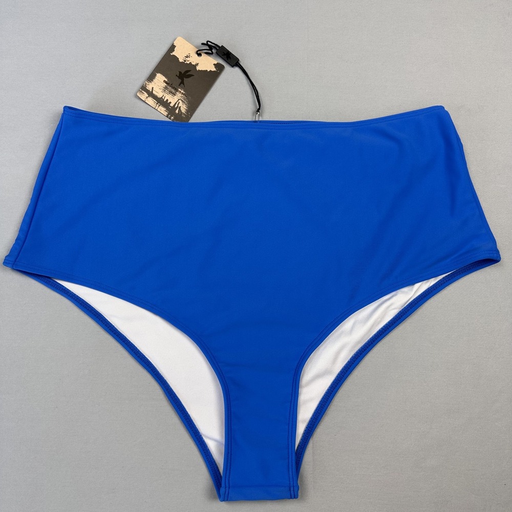 OneTeaspoon Nature Boy Bikini‎ Bottom Womens Large Super Blue High Waist Swim